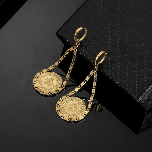Women's Golden Coin Muslim Earrings - Image 3