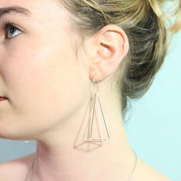 Women's Pyramid Shaped Drop Earrings - Image 3