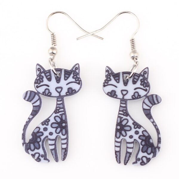 Fashion Cat Shaped Patterned Women's Drop Earrings - Image 7
