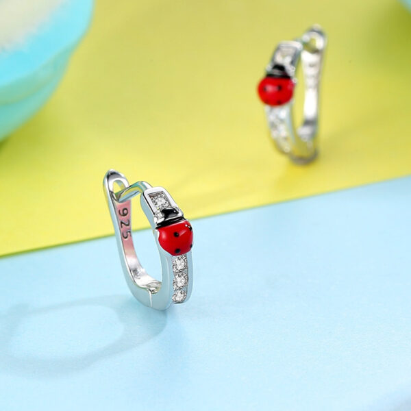 Silver Earrings with Enamel Ladybug - Image 5