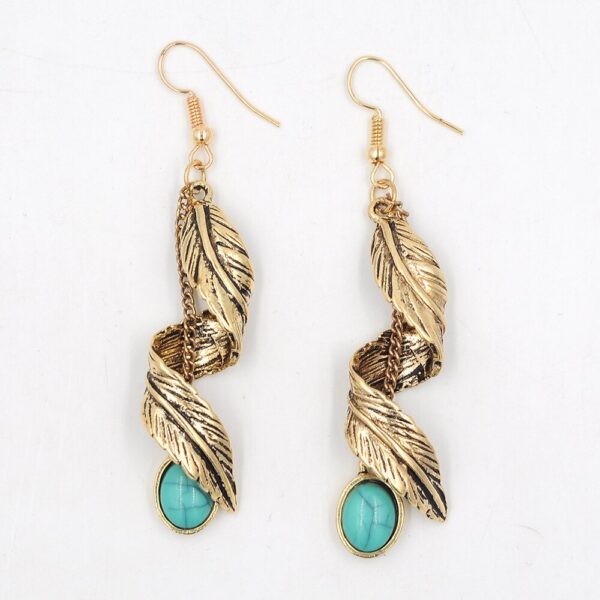 Women's Boho Spiral Leaf Shaped Drop Earrings - Image 7