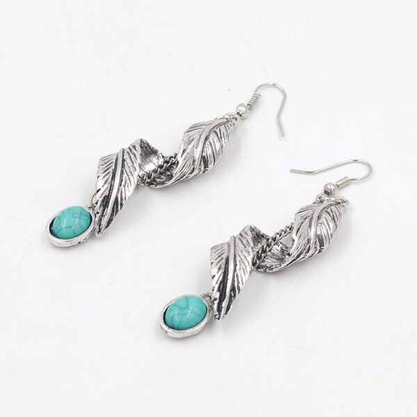 Women's Boho Spiral Leaf Shaped Drop Earrings - Image 5
