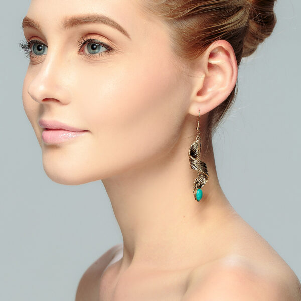 Women's Boho Spiral Leaf Shaped Drop Earrings - Image 6