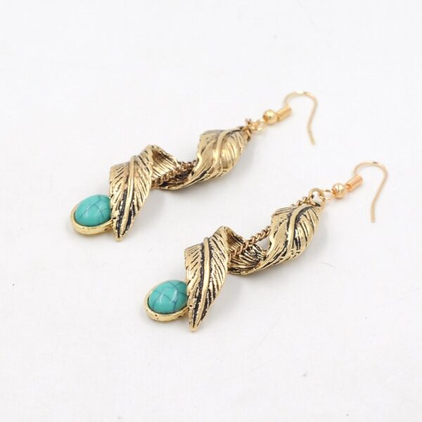 Women's Boho Spiral Leaf Shaped Drop Earrings - Image 8