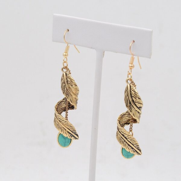 Women's Boho Spiral Leaf Shaped Drop Earrings - Image 9