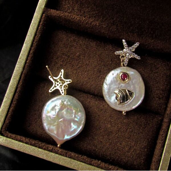 Women's Marine Style Natural Pearl Earrings - Image 5