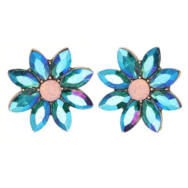 Crystal Flowers Rhinestone Stud Earrings - Image 2