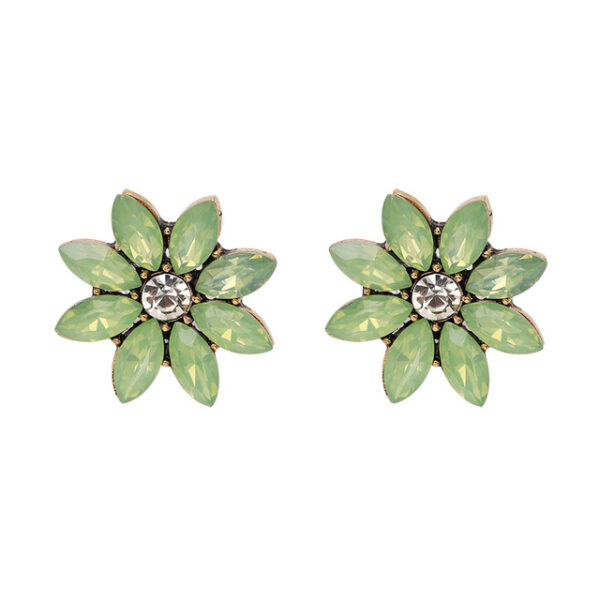 Crystal Flowers Rhinestone Stud Earrings - Image 9