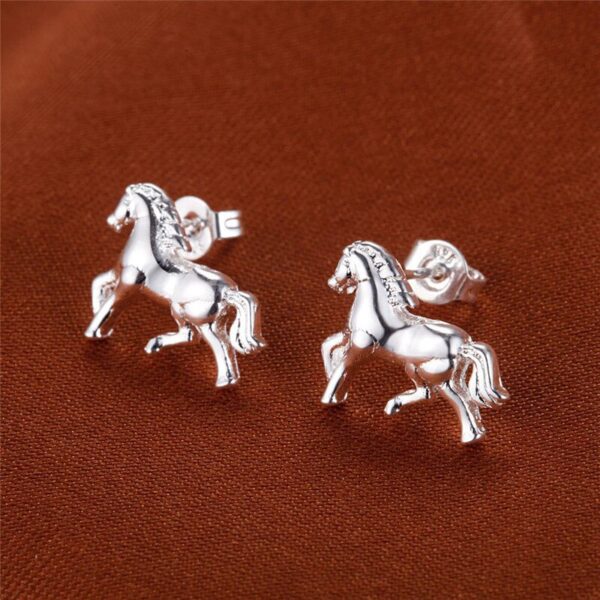 Silver Horse Stud Earrings - Image 3