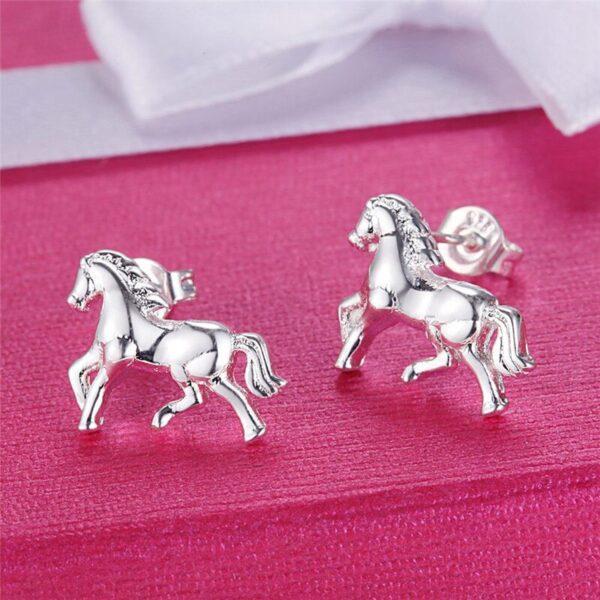 Silver Horse Stud Earrings - Image 4