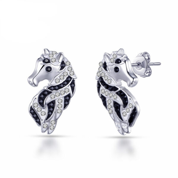 Crystal Horse Stud Earrings - Image 2