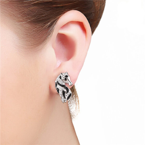 Crystal Horse Stud Earrings - Image 3