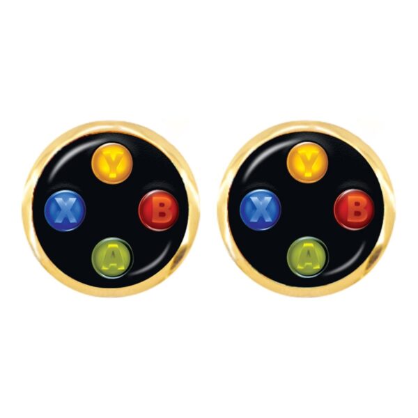Game Controller Style Round Earrings - Image 2