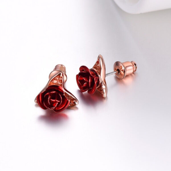 Rose Flower Design Women's Stud Earrings - Image 8