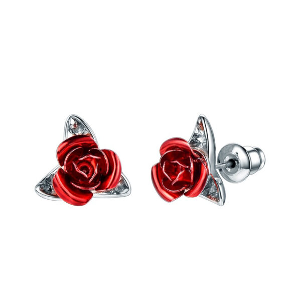 Rose Flower Design Women's Stud Earrings - Image 4