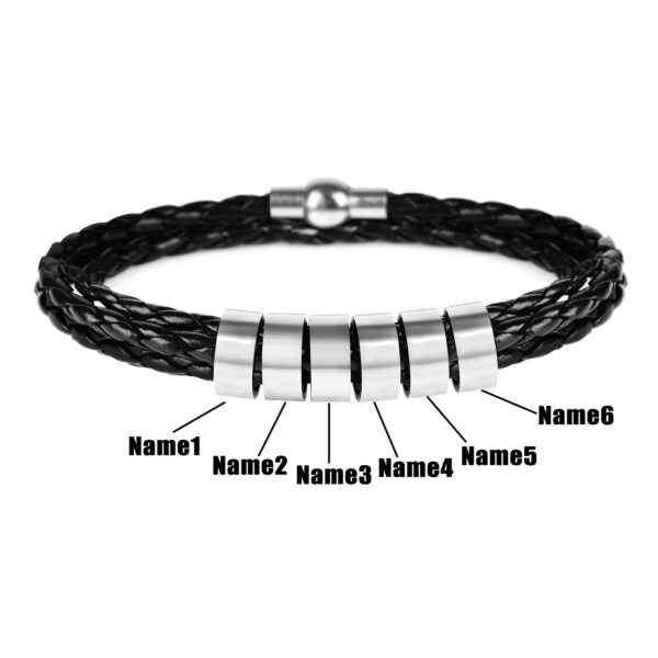 Men's Personalized Leather Bracelet - Image 5