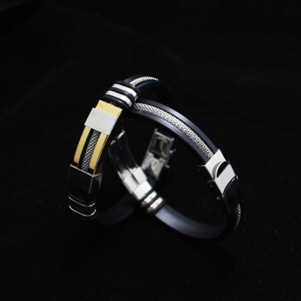 Men's Stainless Steel and Silicone Punk Bracelet - Image 4