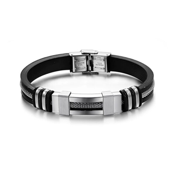Men's Stainless Steel and Silicone Punk Bracelet