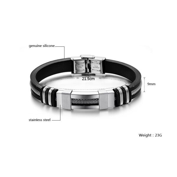 Men's Stainless Steel and Silicone Punk Bracelet - Image 7