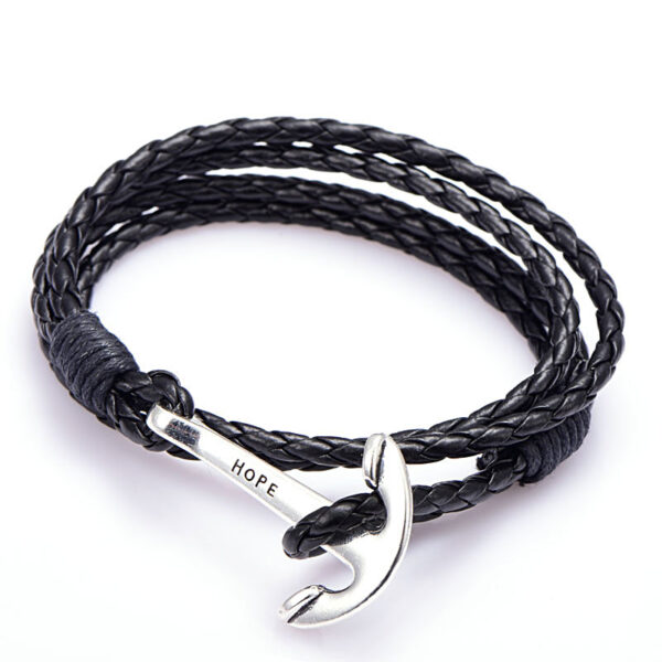 Men's Marine Anchor Braided Leather Bracelet