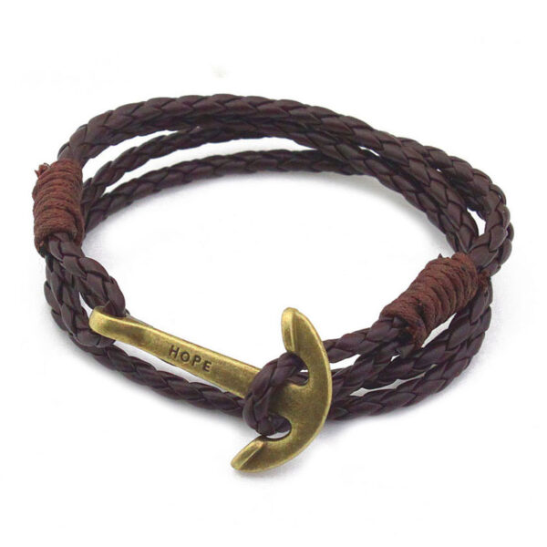 Men's Marine Anchor Braided Leather Bracelet - Image 7