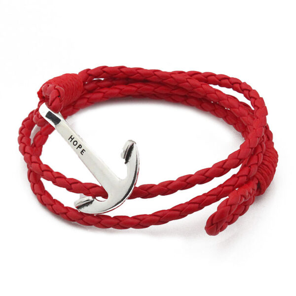 Men's Marine Anchor Braided Leather Bracelet - Image 5