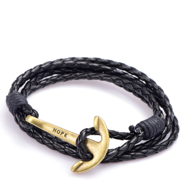 Men's Marine Anchor Braided Leather Bracelet - Image 6