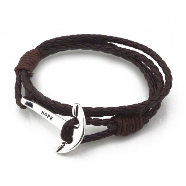 Men's Marine Anchor Braided Leather Bracelet - Image 4