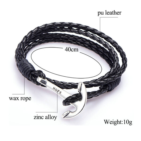 Men's Marine Anchor Braided Leather Bracelet - Image 8
