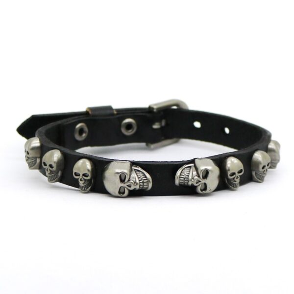 Men's Skull Rivet Slim Leather Bracelet