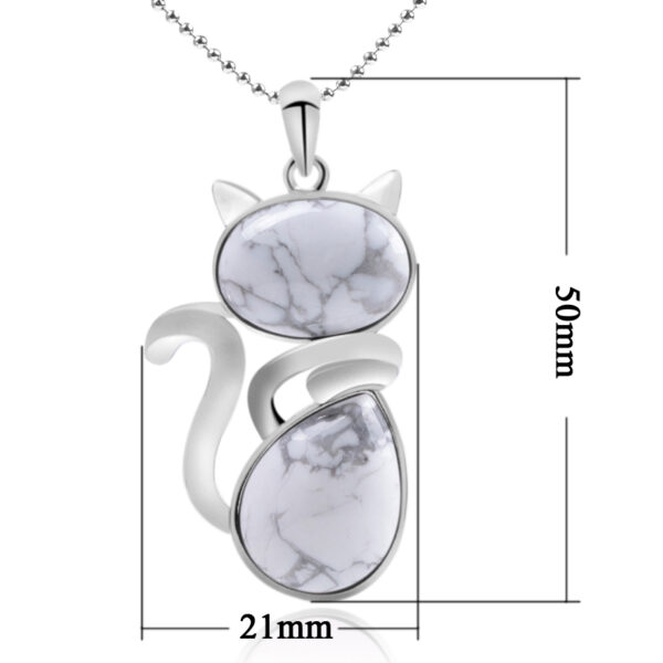 Cute Cat Shaped Necklace with Natural Stone - Image 5