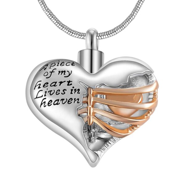 Engraved Heart Shaped Memorial Necklace for Ashes - Image 4