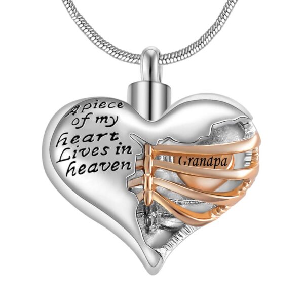 Engraved Heart Shaped Memorial Necklace for Ashes - Image 6