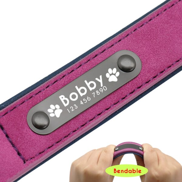 Dog's Leather Collar with ID Tag - Image 5