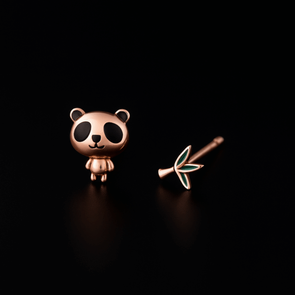 925 Sterling Silver Panda Stud Earrings