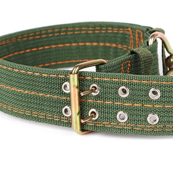 Cute Solid Army Green Canvas Dog's Collar - Image 4