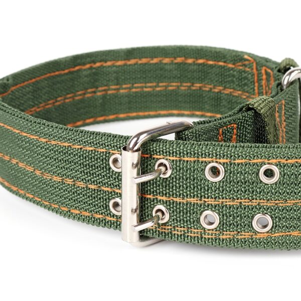 Cute Solid Army Green Canvas Dog's Collar - Image 3