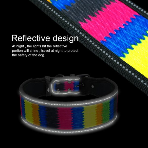 Colorful Reflective Nylon Dog Collar - Image 3