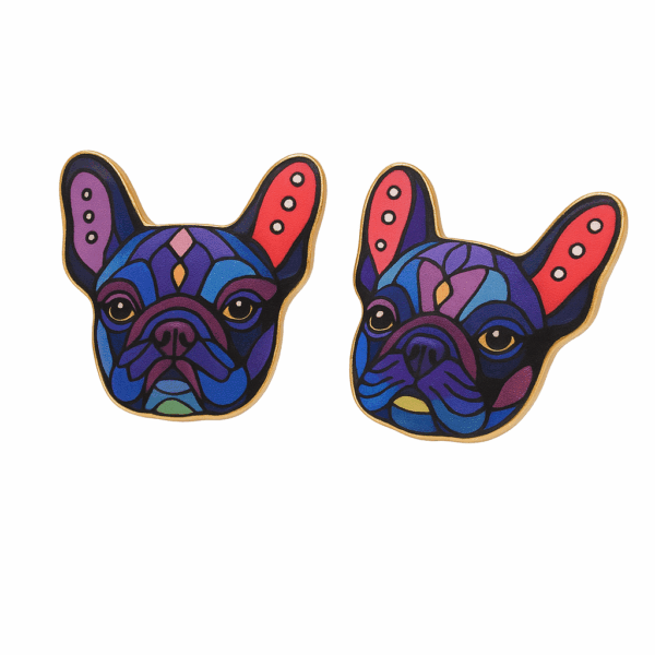 Colorful Enamel French Bulldog Stud Earrings