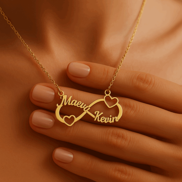 Custom Double Heart Infinity Necklaces - Image 2