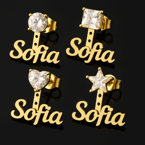 Custom Geometric Name Earrings