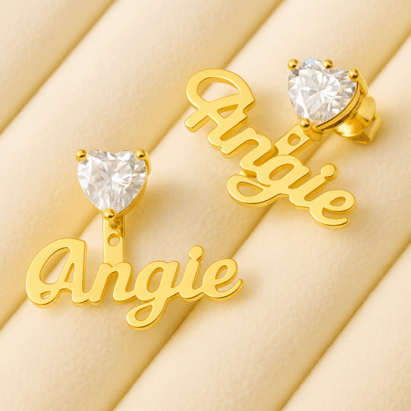Custom Geometric Name Earrings - Image 4