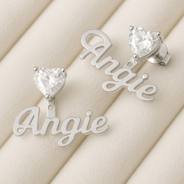 Custom Geometric Name Earrings - Image 2