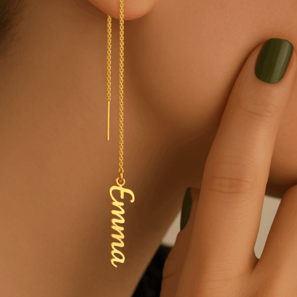 Custom Name Long Chain Earrings