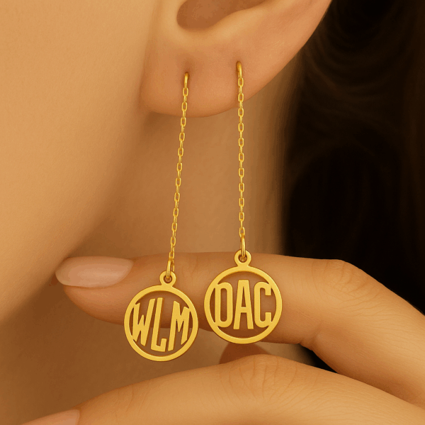 Custom Name Long Chain Earrings - Image 6