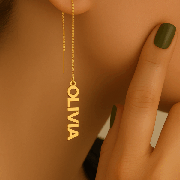 Custom Name Long Chain Earrings - Image 8