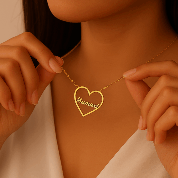 Custom Name and heart Necklace - Image 2