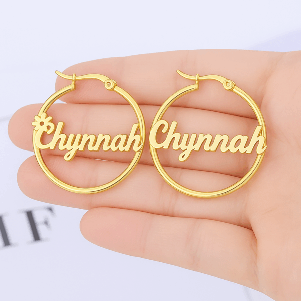 Customize Name Circle Earring - Image 4