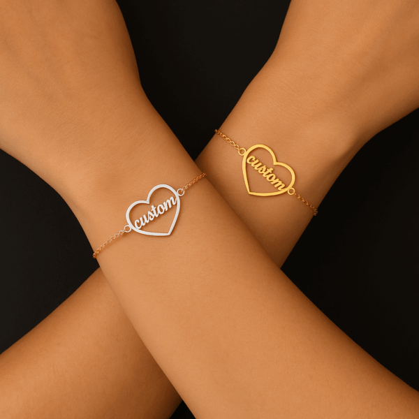 Customized Heart Circle Name Bracelet - Image 9