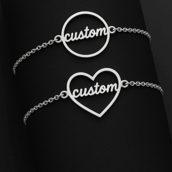 Customized Heart Circle Name Bracelet - Image 11